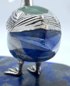 Lapis Lazali silver carving of a duck with base 