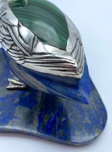 Lapis Lazali silver carving of a duck with base 