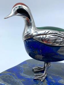 Lapis Lazali silver carving of a duck with base 