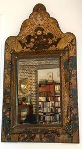 Rare antique goldleather cuir de Cordoue chimney mirror 