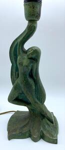 Art Deco bronze patinated Siren table lamp