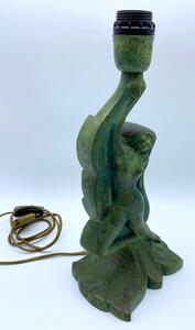 Art Deco bronze patinated Siren table lamp
