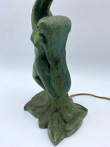 Art Deco bronze patinated Siren table lamp