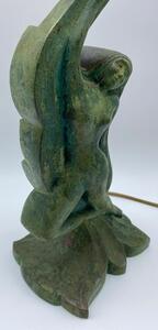 Art Deco bronze patinated Siren table lamp