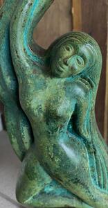 Art Deco bronze patinated Siren table lamp