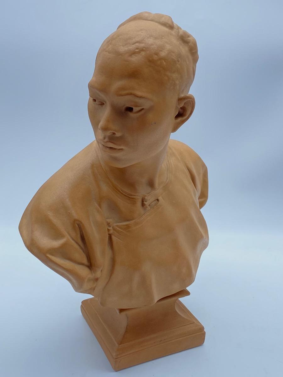 Sculpture bust Musée du Louvre Le Chinois plaster terracotta Jean-Baptiste Carpeaux 1872