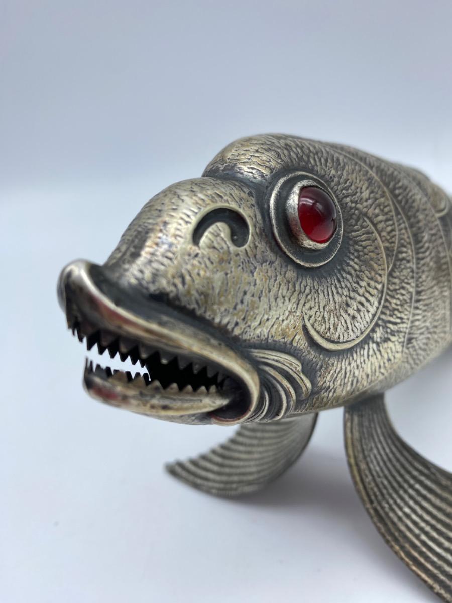 Spanish silver or plated articulated fish with teeth 