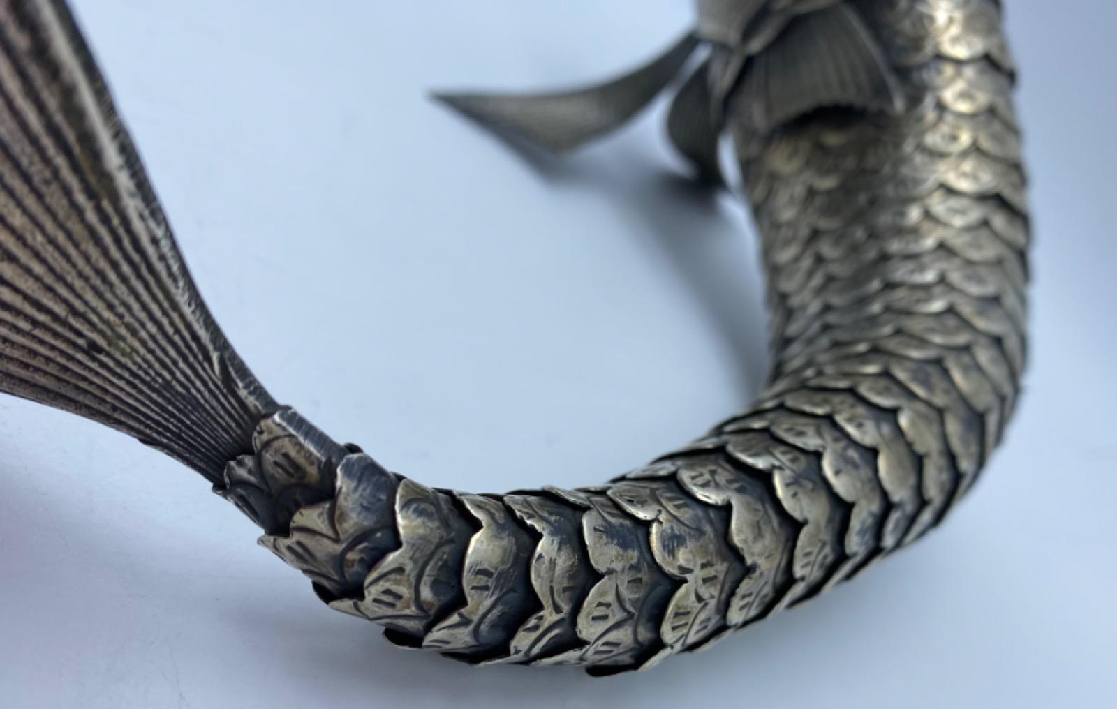 Spanish silver or plated articulated fish with teeth 