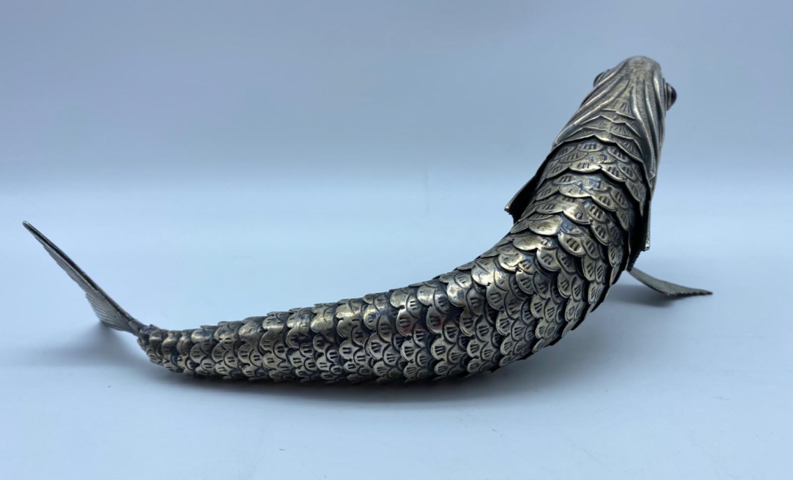 Spanish silver or plated articulated fish with teeth 