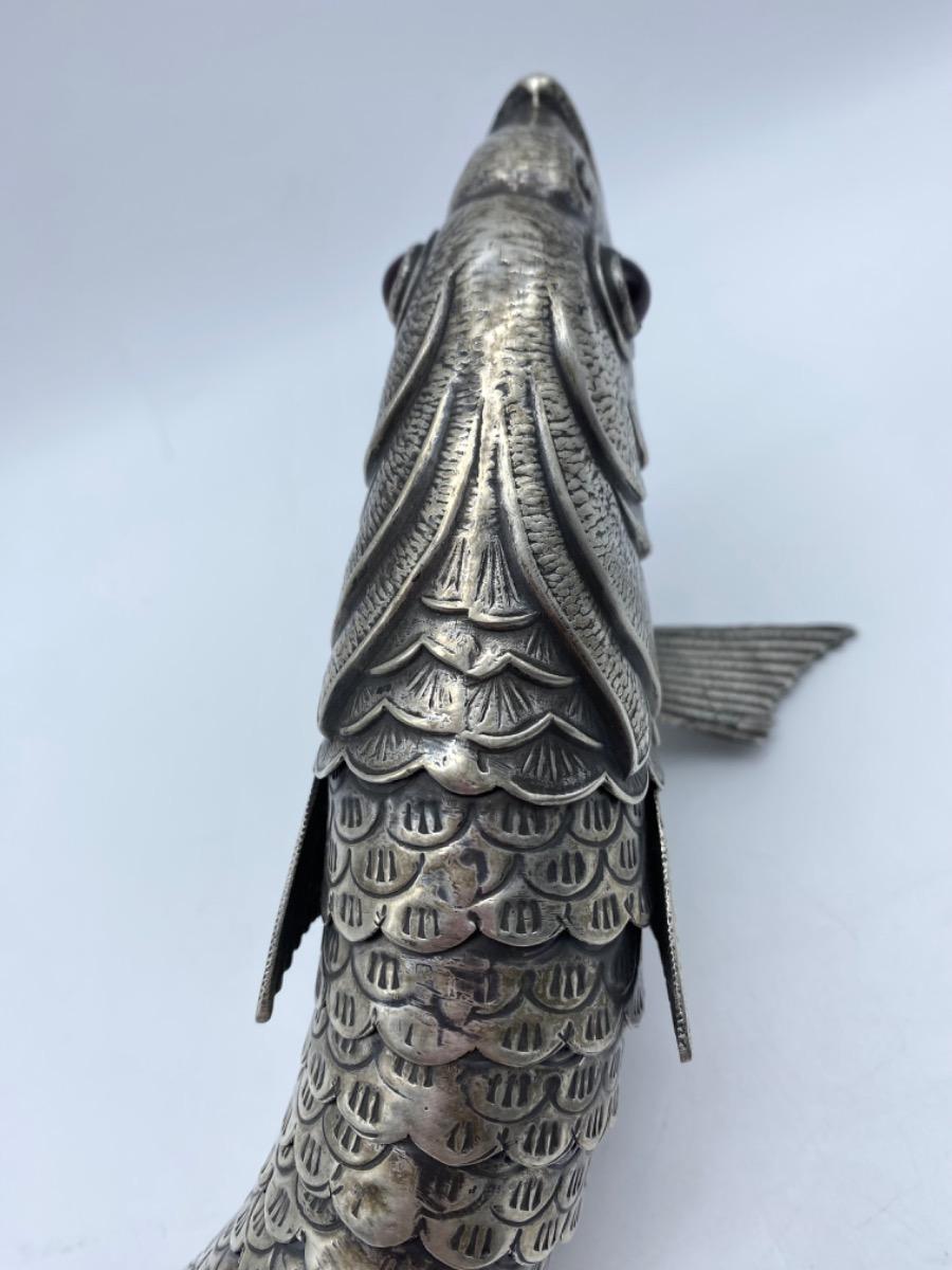 Spanish silver or plated articulated fish with teeth 
