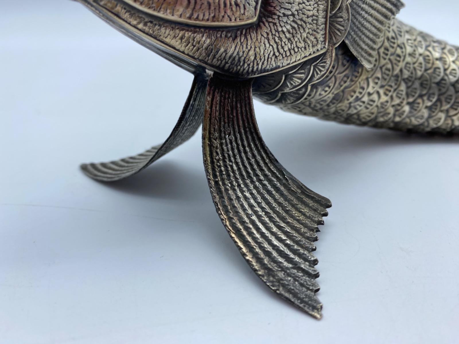 Spanish silver or plated articulated fish with teeth 