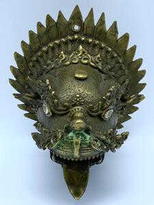 Antique Tibetan bronze temple wall dragon incense burner 