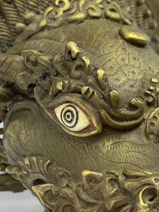 Antique Tibetan bronze temple wall dragon incense burner 