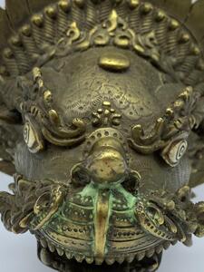 Antique Tibetan bronze temple wall dragon incense burner 