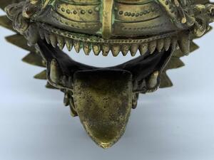 Antique Tibetan bronze temple wall dragon incense burner 