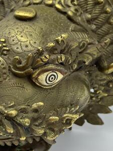 Antique Tibetan bronze temple wall dragon incense burner 