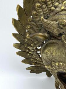 Antique Tibetan bronze temple wall dragon incense burner 