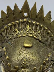 Antique Tibetan bronze temple wall dragon incense burner 