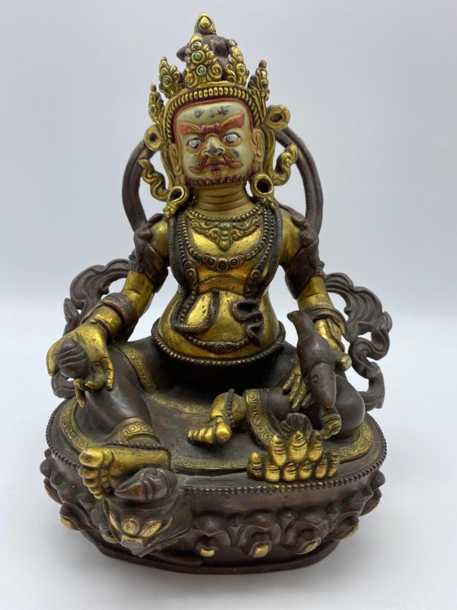 Tibet bronze gilded polychrome Jambhala Buddha statue 