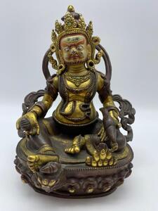 Tibet bronze gilded polychrome Jambhala Buddha statue 