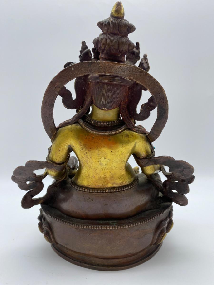 Tibet bronze gilded polychrome Jambhala Buddha statue 