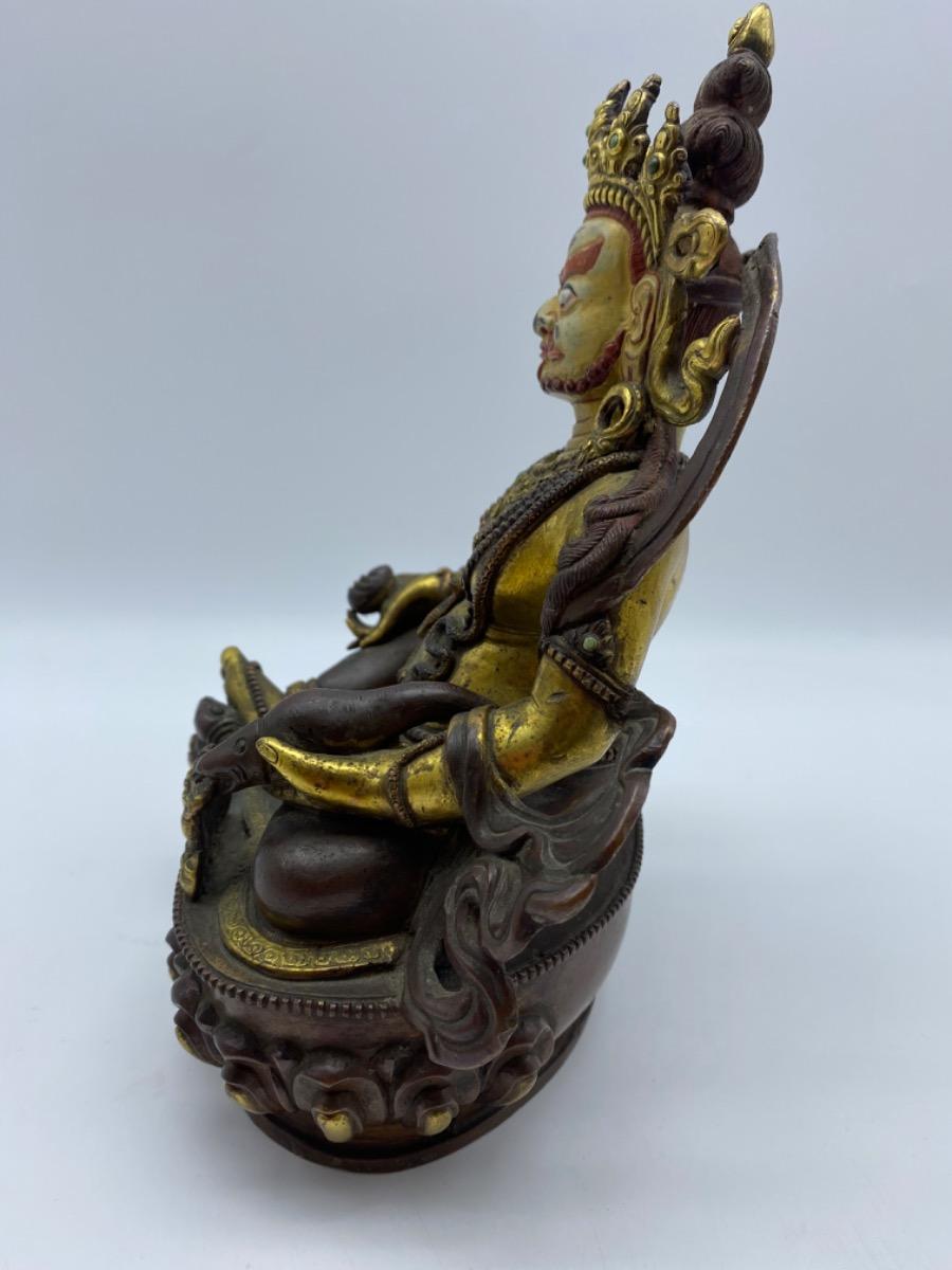 Tibet bronze gilded polychrome Jambhala Buddha statue 