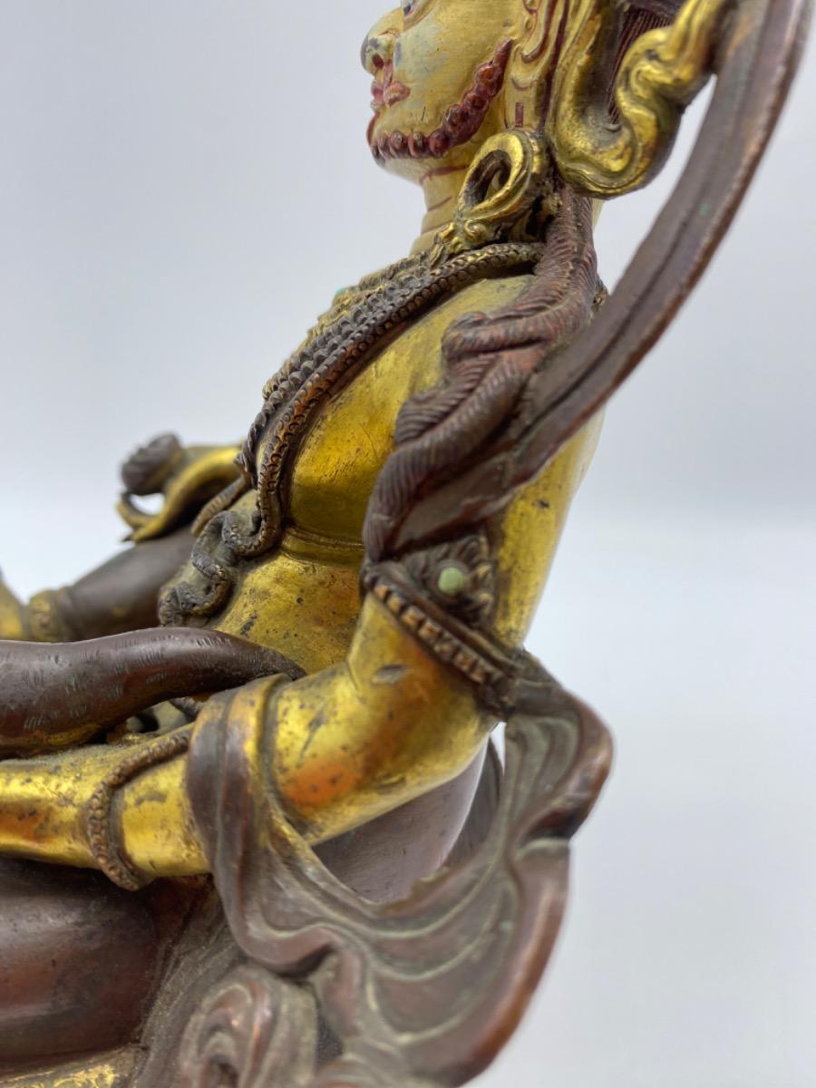 Tibet bronze gilded polychrome Jambhala Buddha statue 