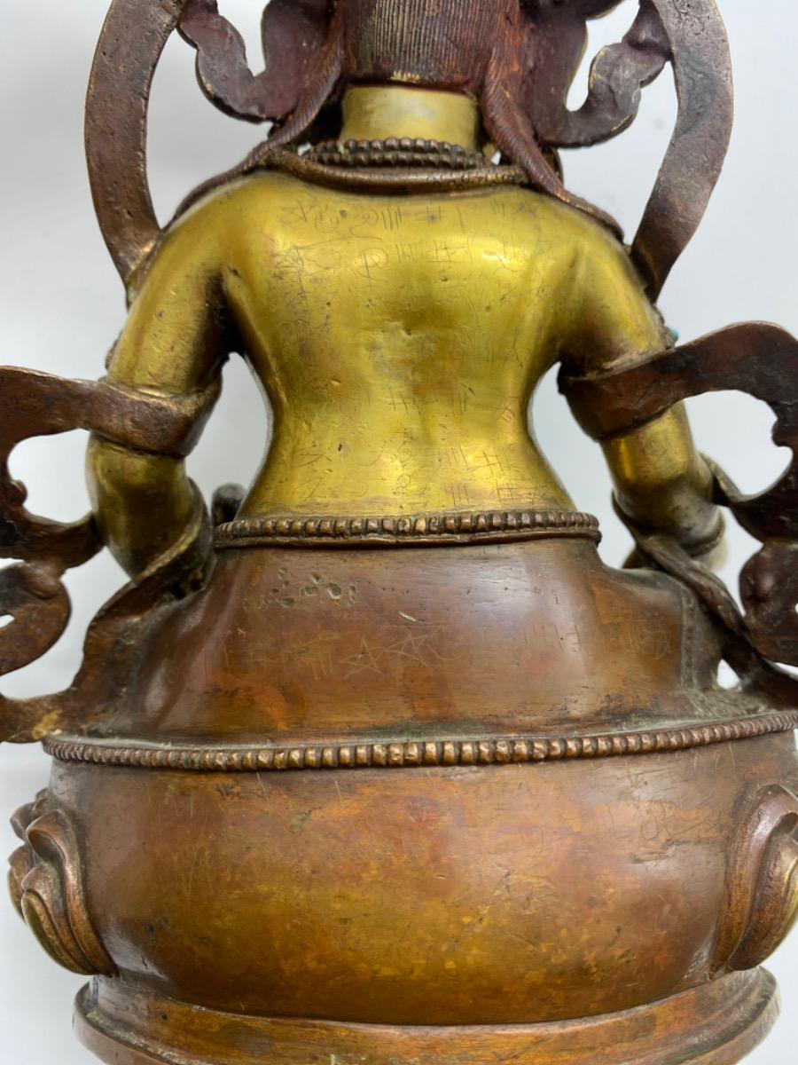 Tibet bronze gilded polychrome Jambhala Buddha statue 