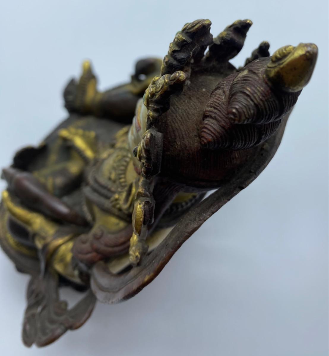 Tibet bronze gilded polychrome Jambhala Buddha statue 