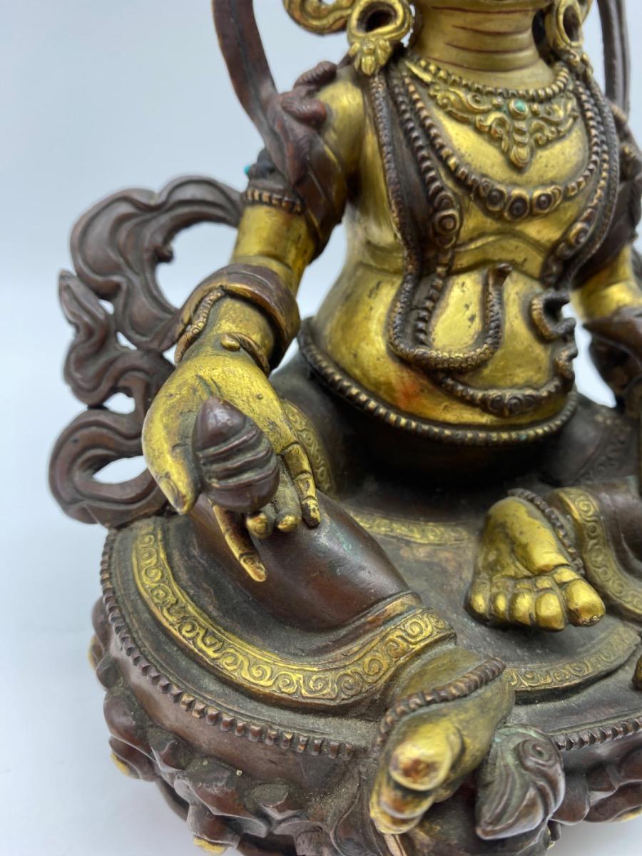 Tibet bronze gilded polychrome Jambhala Buddha statue 
