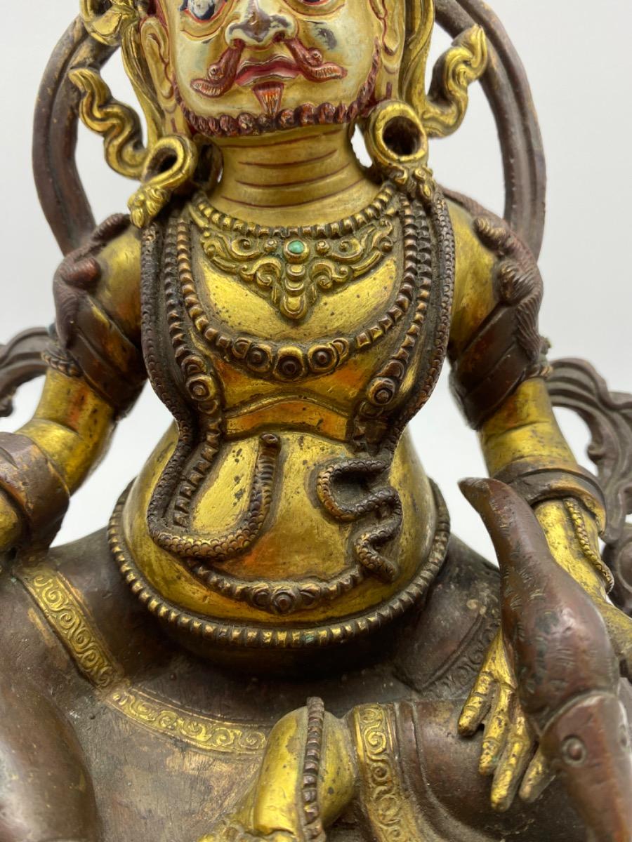 Tibet bronze gilded polychrome Jambhala Buddha statue 
