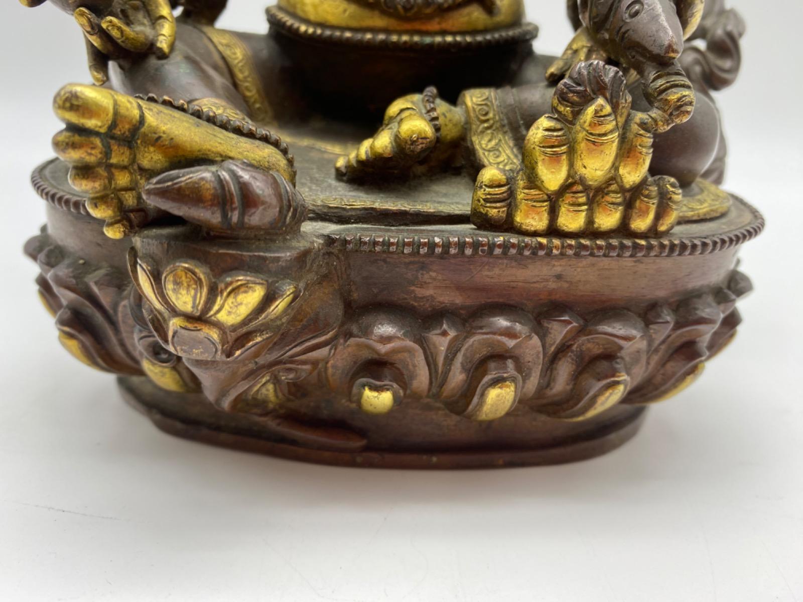 Tibet bronze gilded polychrome Jambhala Buddha statue 