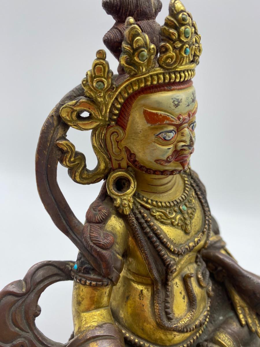 Tibet bronze gilded polychrome Jambhala Buddha statue 