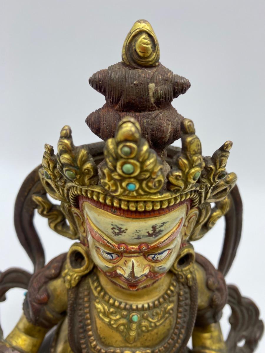 Tibet bronze gilded polychrome Jambhala Buddha statue 