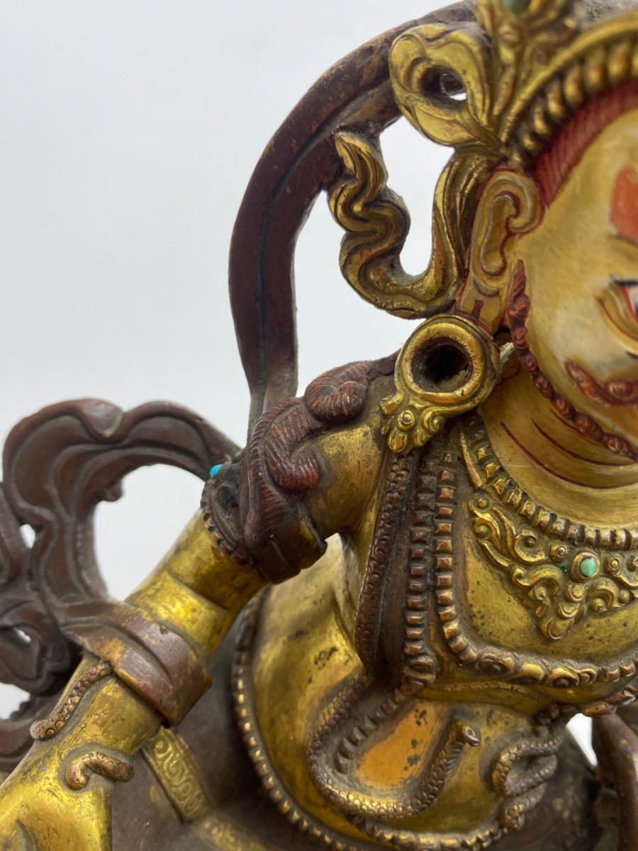 Tibet bronze gilded polychrome Jambhala Buddha statue 