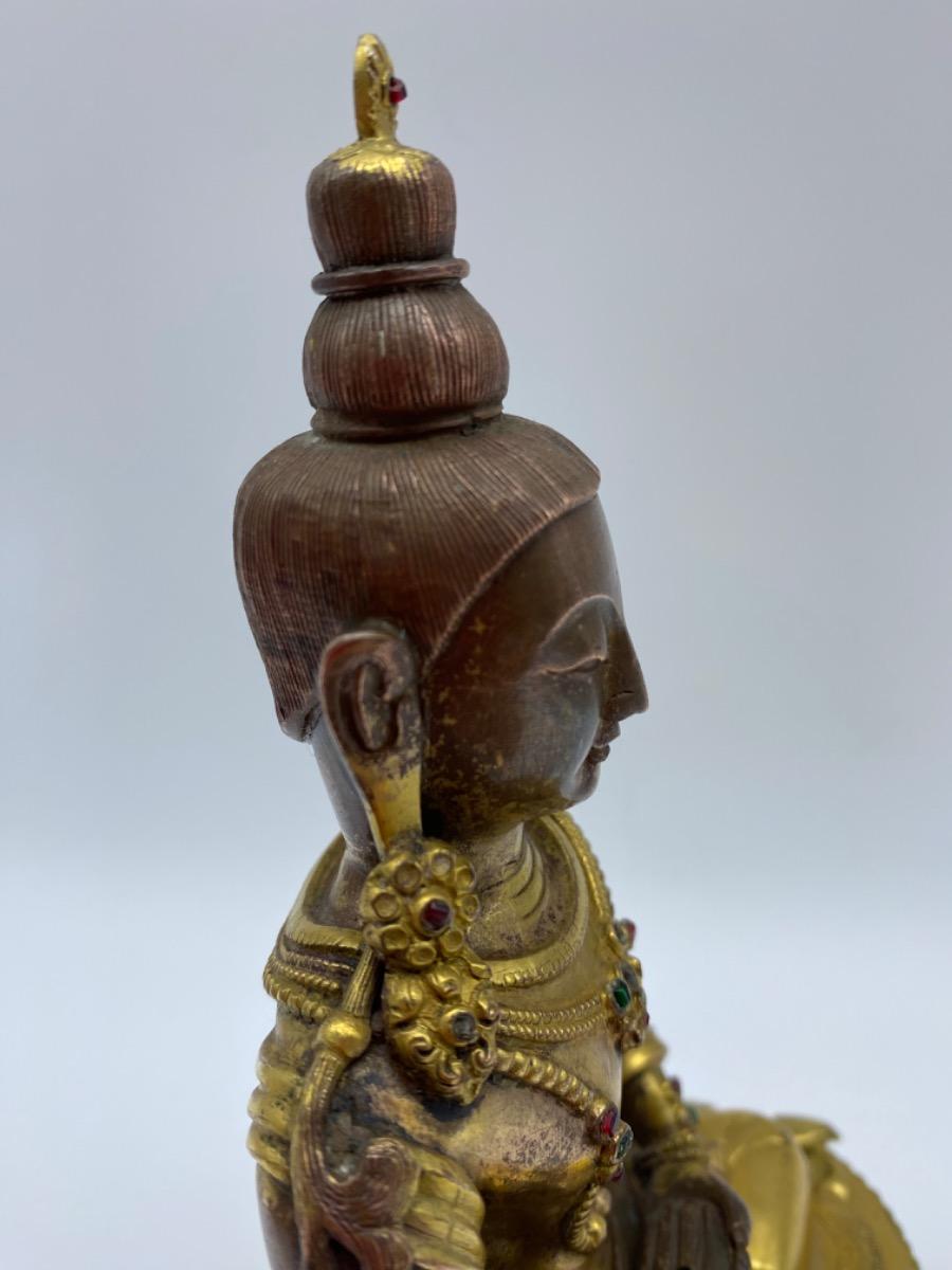 Tibetan antique early 19th century gilded copper Amitabha Buddha statue 