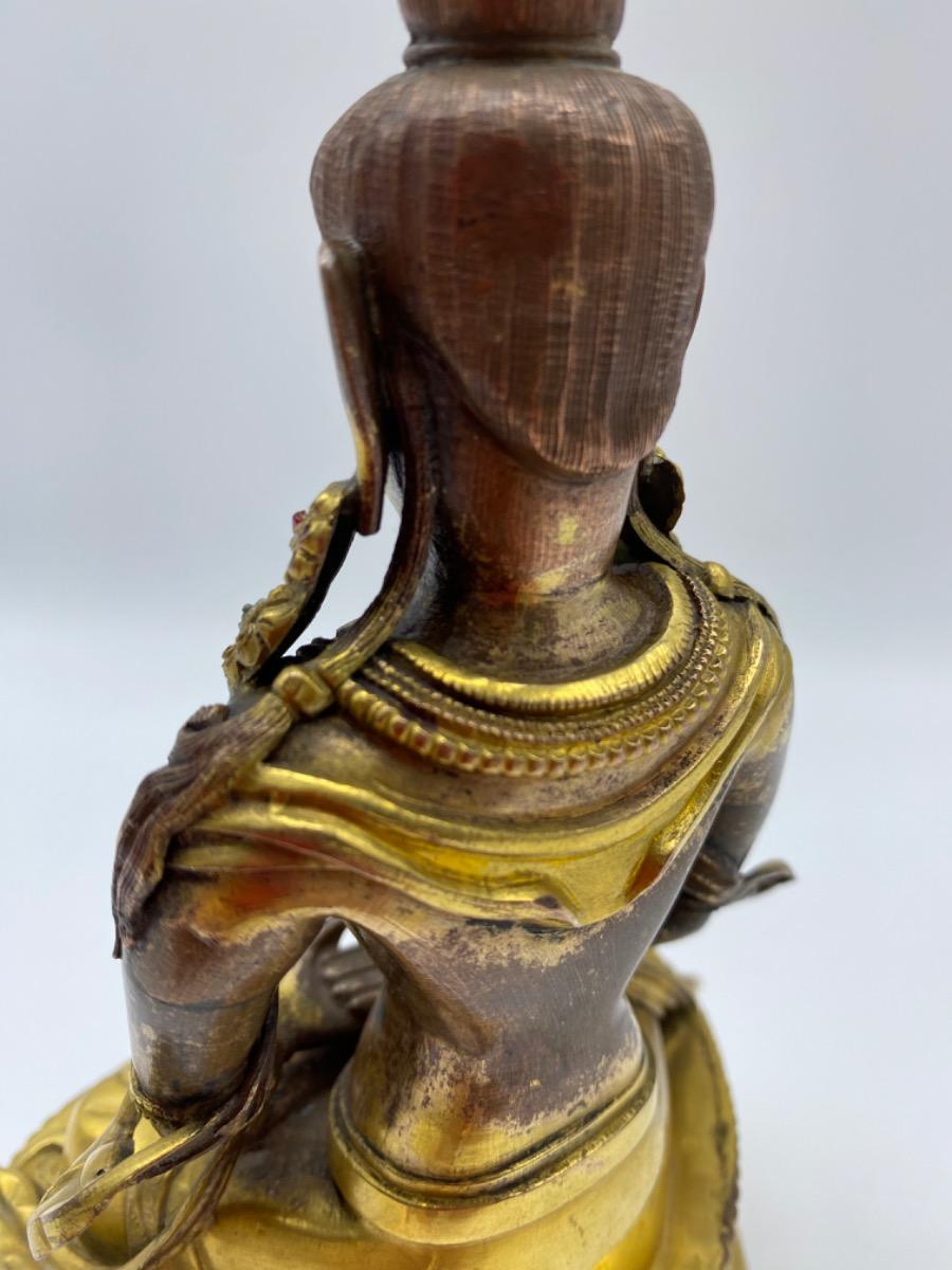 Tibetan antique early 19th century gilded copper Amitabha Buddha statue 