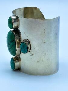 Native American silver turquoise cuff bracelet 
