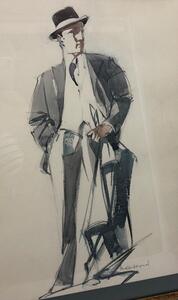 Watercolor portrait of a fashionable gent