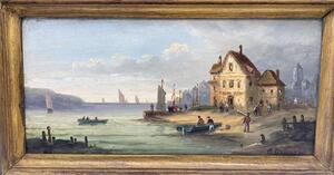 Alfred Dumont pair of maritime oil paintings 