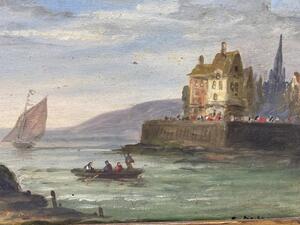 Alfred Dumont pair of maritime oil paintings 