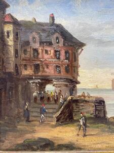 Alfred Dumont pair of maritime oil paintings 