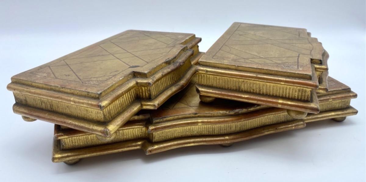 XIX Antique French set of carved wood goldleaf stands 