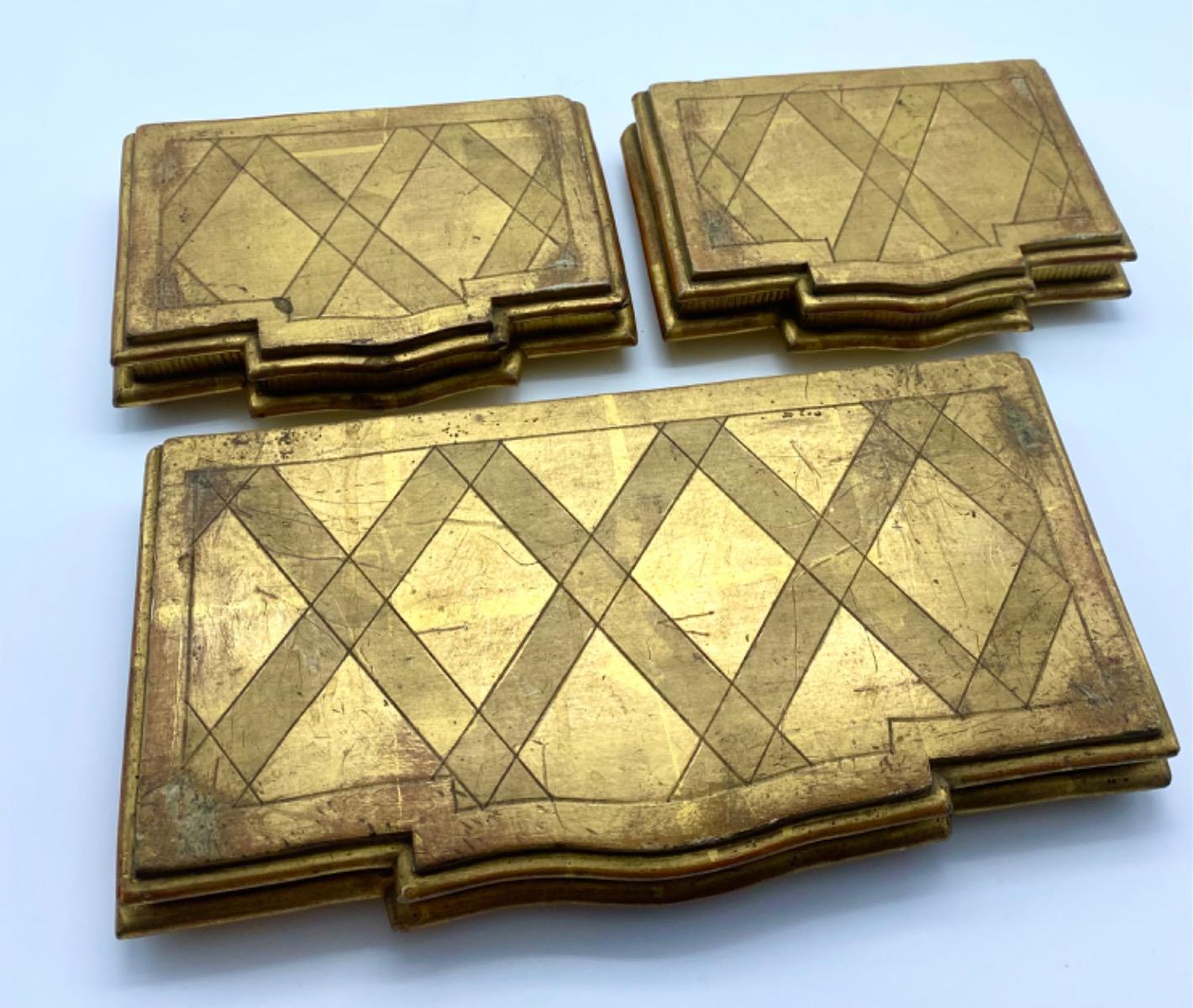 XIX Antique French set of carved wood goldleaf stands 