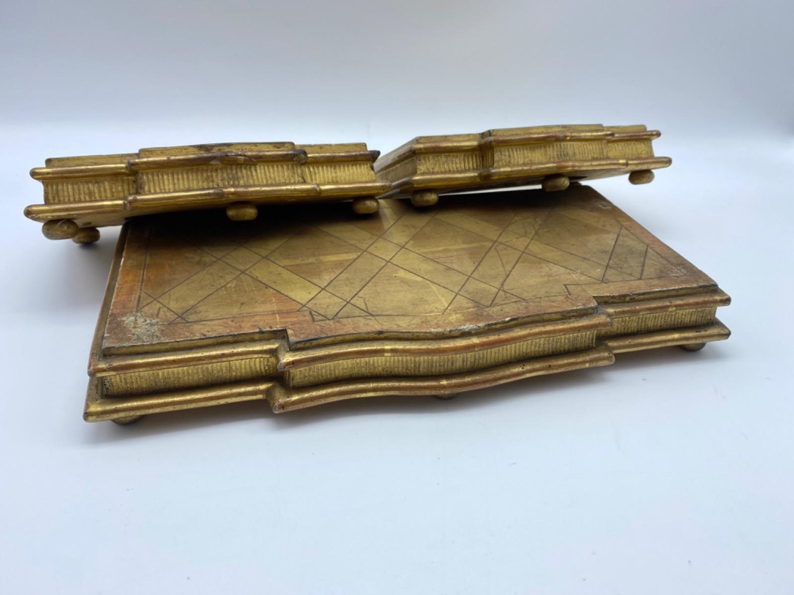 XIX Antique French set of carved wood goldleaf stands 