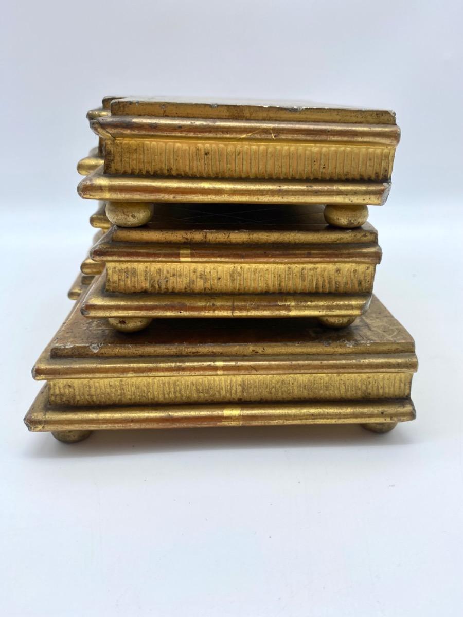 XIX Antique French set of carved wood goldleaf stands 