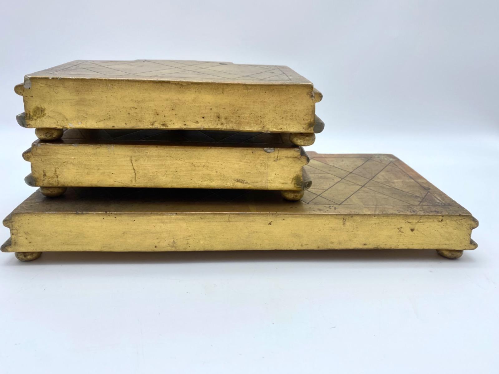 XIX Antique French set of carved wood goldleaf stands 
