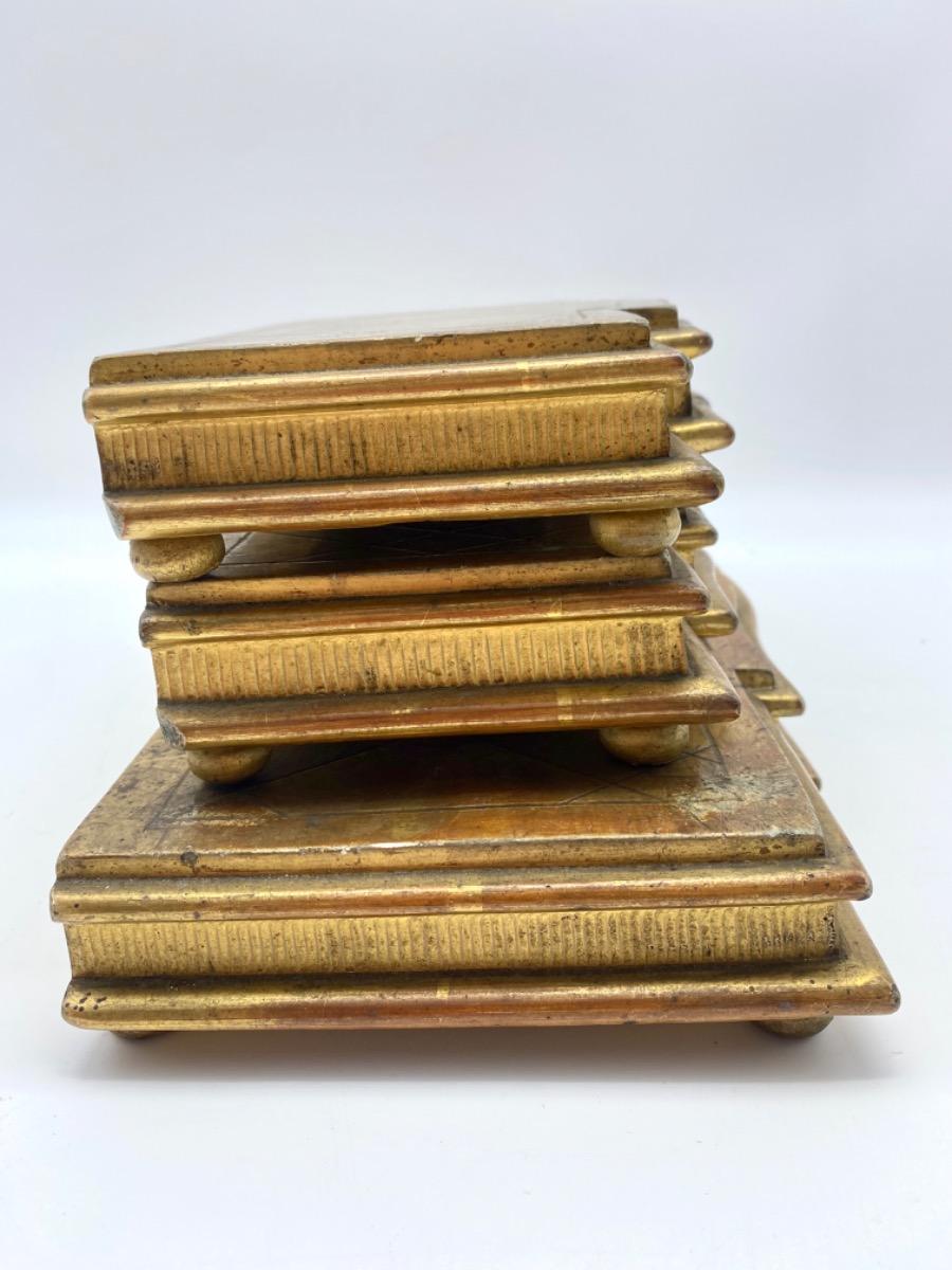 XIX Antique French set of carved wood goldleaf stands 