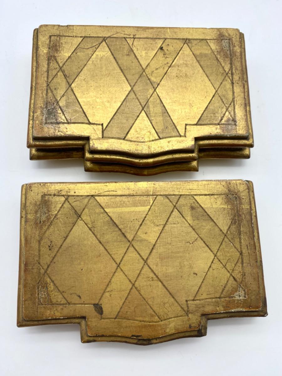 XIX Antique French set of carved wood goldleaf stands 