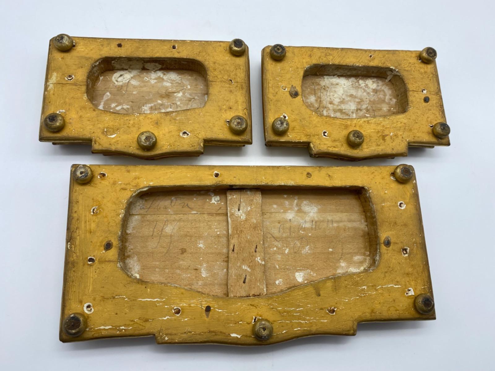 XIX Antique French set of carved wood goldleaf stands 